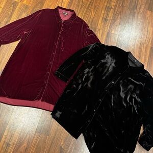 Eileen Fisher Crushed Velvet Silk Blend Button Down Blouse Lot